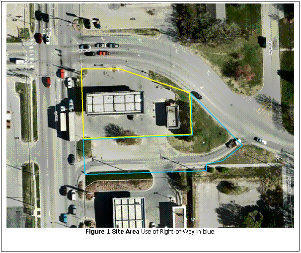 Text Box:  
Figure 1 Site Area Use of Right-of-Way in blue

